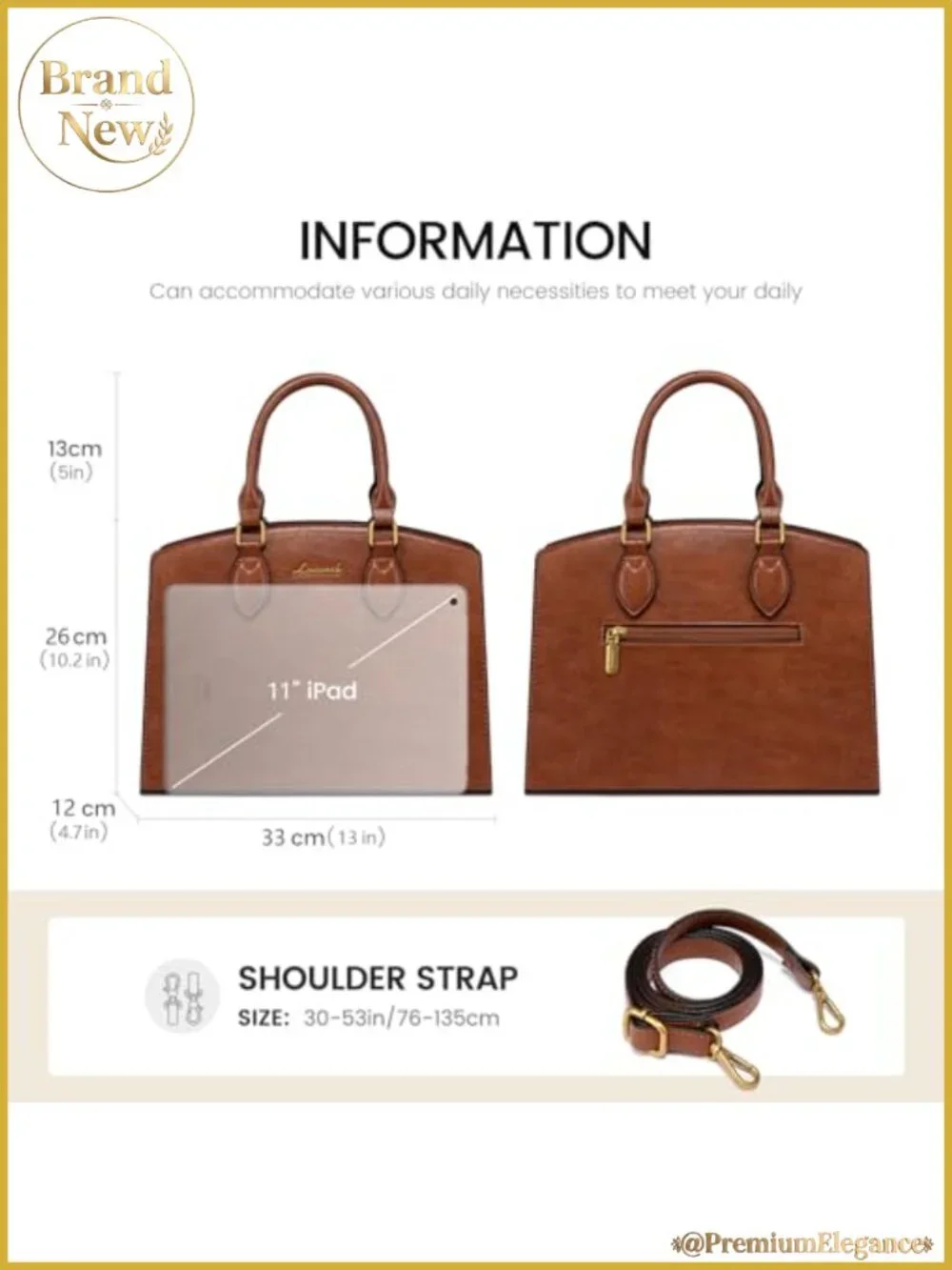 Vintage PU Leather Satchel Tote Shoulder Bag Women Work Travel